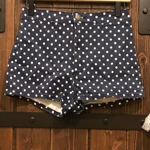 High waisted Navy Polka Dot Shorts